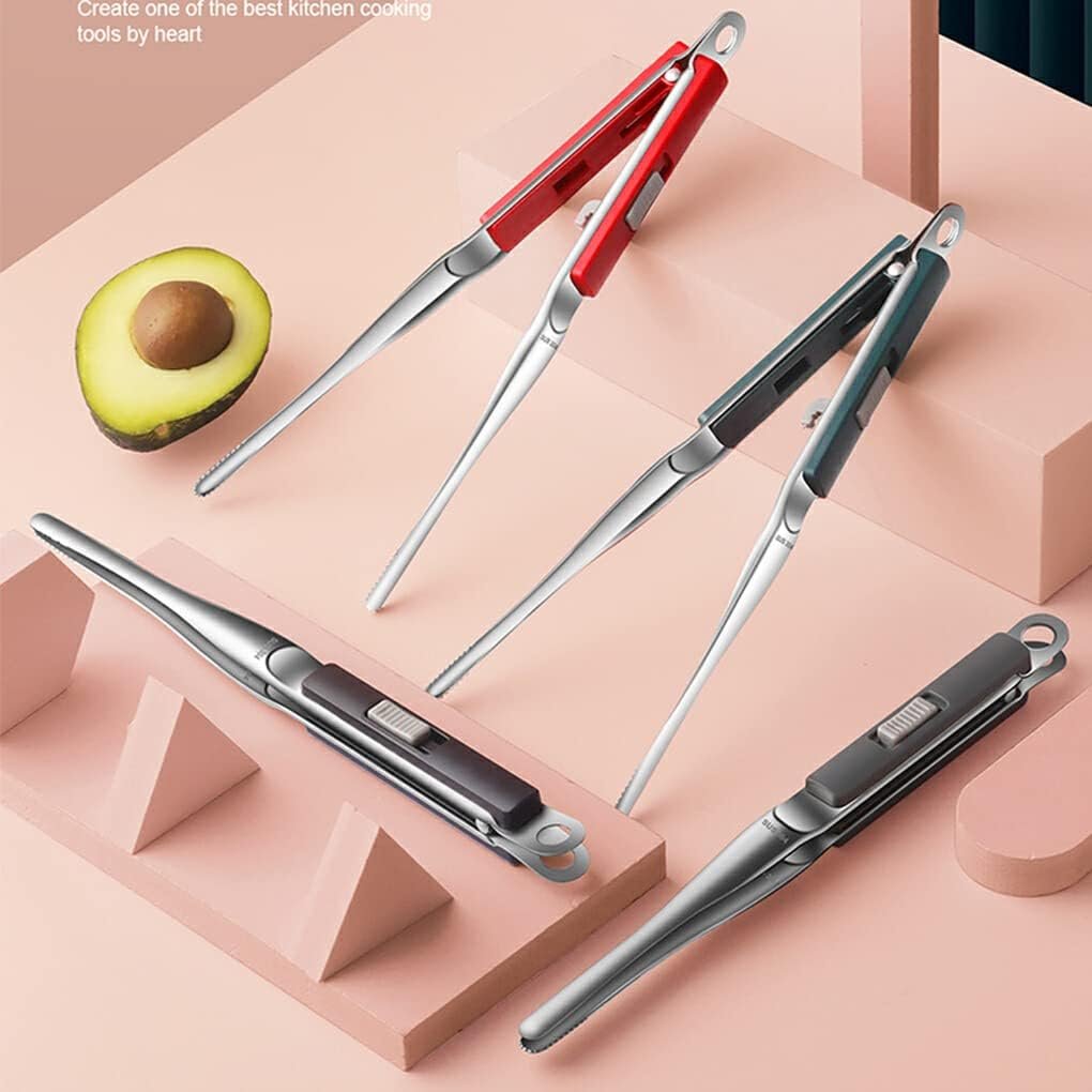 kesurpae Clip per Alimenti Morsetto per Dessert Pinza per Barbecue Utensile da Portata seghettato Gadget da Cucina Resistenza al Riscaldamento Addensare Universale, Blu