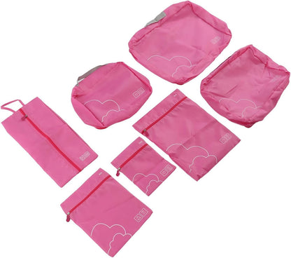 Travel Packing Cubes, Multifunctional Portable Bags, Set of 7 for Neat Organization (Rose Red)