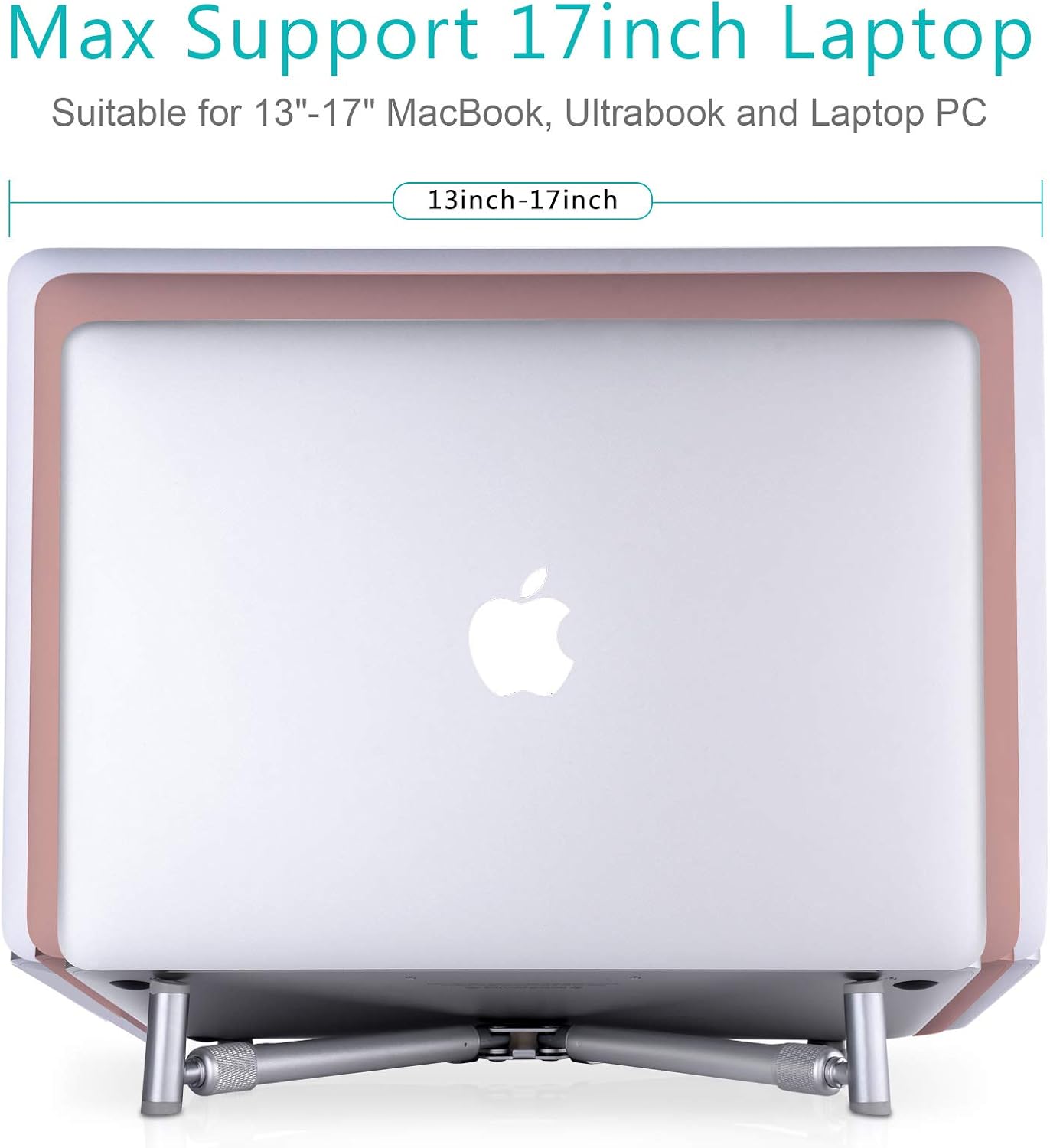 JUBOR Laptop Base Stand for MacBook Pro Computer Lap Notebook, Adjustable Laptop Riser Cooling Aluminium Ventilated Portable Foldable Ergonomic Holder for 12" 13" 15" 17" Screen