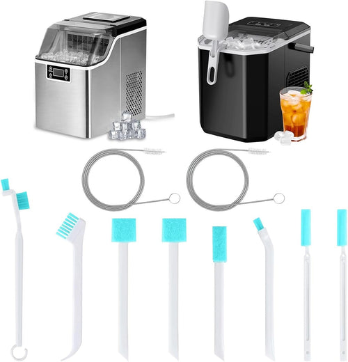 Ice Maker Cleaner Brush Set - 2pc Straw Cleaner Brush & Ice Machine Cleaner, 8pc Crevice Tools, Essential Kit for Maintenance & Cleaning