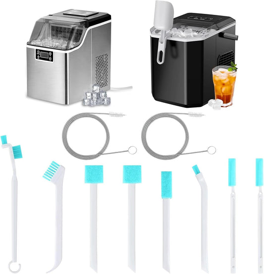 Ice Maker Cleaner Brush Set - 2pc Straw Cleaner Brush & Ice Machine Cleaner, 8pc Crevice Tools, Essential Kit for Maintenance & Cleaning