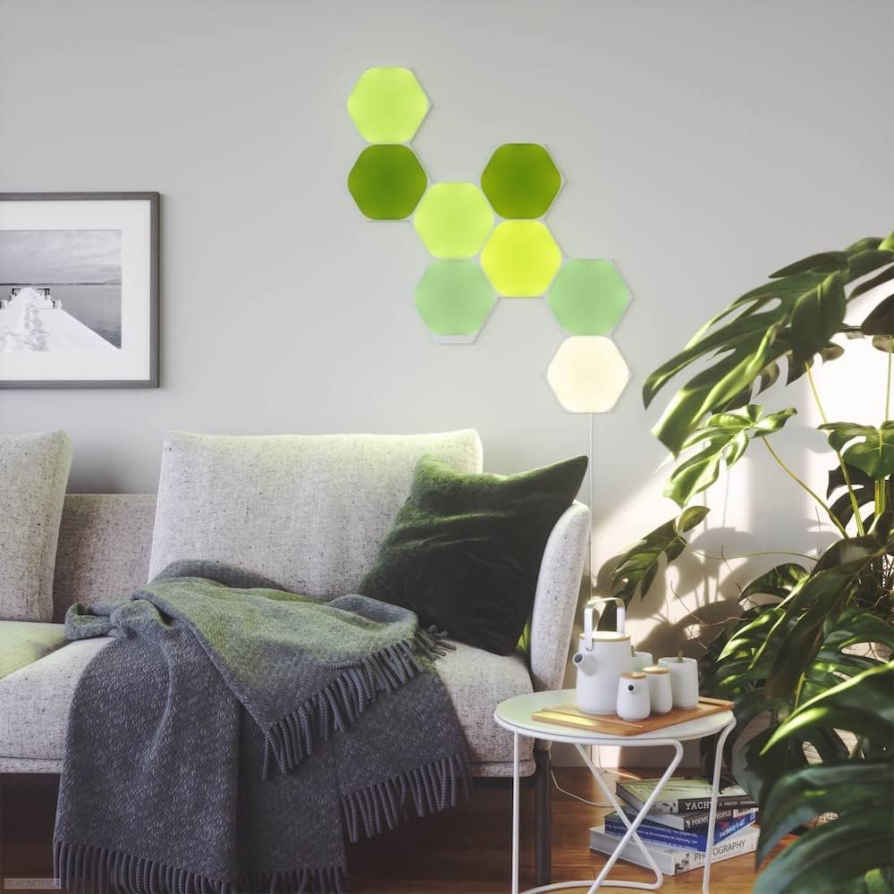 Nanoleaf Shapes Hexagon Starter Kit, 5 Bright Hexagons LED RGBW Smart – Modular Indoor Wall Light, 16M LED Lights WiFi Colours, Works with Alexa, Music Synchrony and Monitor, Deco and Gaming