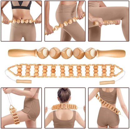 JUANWAN Wood Therapy Massage Tools 6-in-1 Massager Wooden Massager for Body Shaping Massage Tool Set Wood Therapy Tools for Relieving Muscle Pain Body