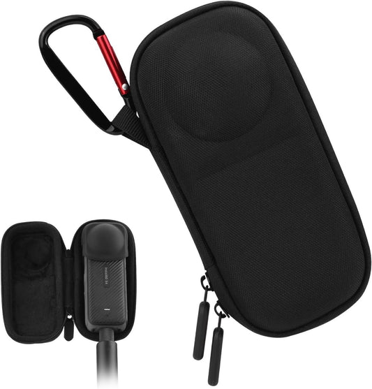 BRDRC Portable Small Case for Insta360 X4 X5 (for Original Lens Cap), Carrying Storage Bag Protective Cover Hard Shell Travel Protector with Wrist Strap Carabiner for Insta 360 X4 X5 Accessories