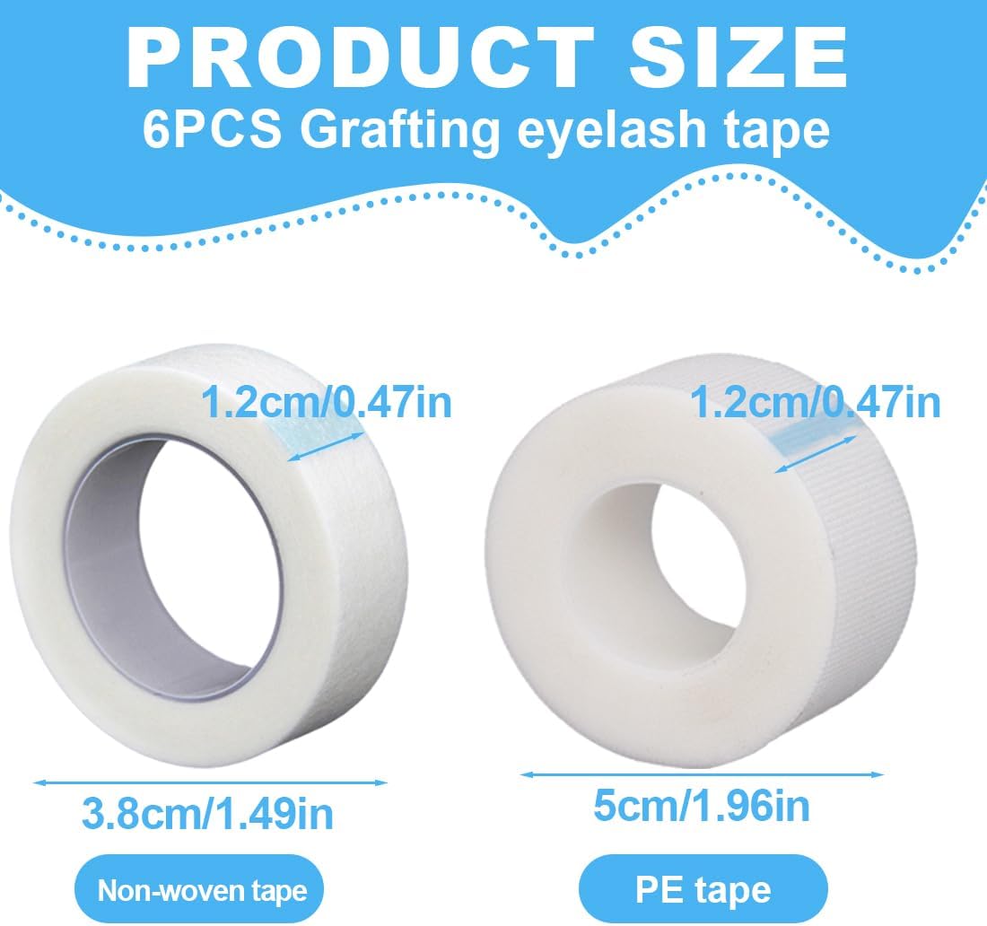 SGERUFZ 6 Rolls Eyelash Tape, Breathable Eyelash Adhesive Tape, Eyelash Insulating Tape for DIY Extensions, Eyelash Lamination, Make Up Accessories (zwei Materialien)