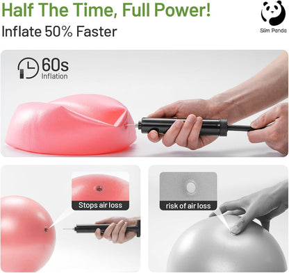 Slim Panda Pilates Ball 9 Inch with Air Pump, Non-Slip Small Exercise Ball for Yoga, Core Workouts, Strength Training & Home Gym