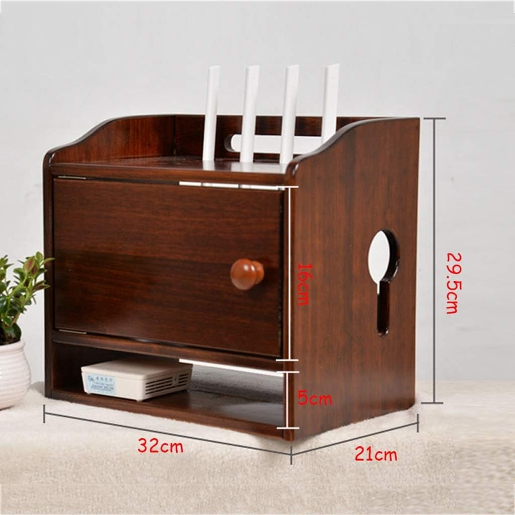 MKJYDM Wooden Storage Box Bracket/Bracket/Bracket WiFi Router TV Box Set-Top Box Streaming Media 3-Layer Game Console Wall Mount Shelf (Color : A(Pine Wood))