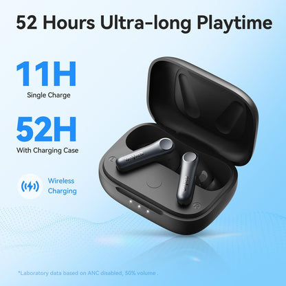 EarFun Air Pro 4 Adaptive Hybrid Noise Cancelling Wireless Earbuds Bluetooth,Qualcomm Snapdragon Sound, aptX™ Lossless, 6 Mics AI cVc 8.0 Call, LDAC Hi-Res Audio, 52H Playtime, BT5.4, in-Ear Detection