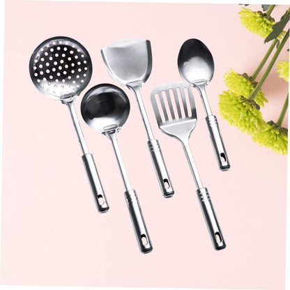 VERDANVERSE 5Pcs Stainless Steel Kitchen Utensil Set Cooking Spoons Spatula Tools Ergonomic Design for for Home Cooking and Food Prep