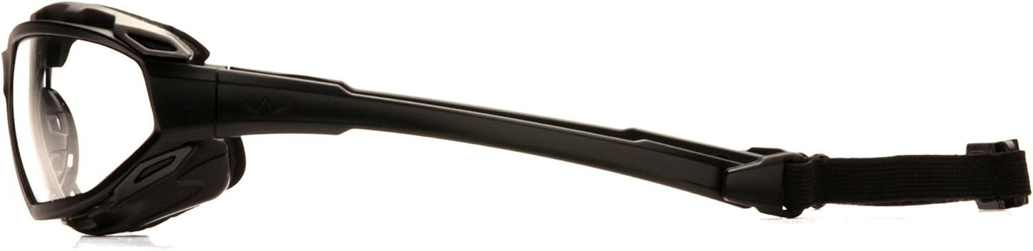 Pyramex Safety Highlander XP Eyewear, Black-Gray Frame/Sky Red Mirror Anti-Fog Lens