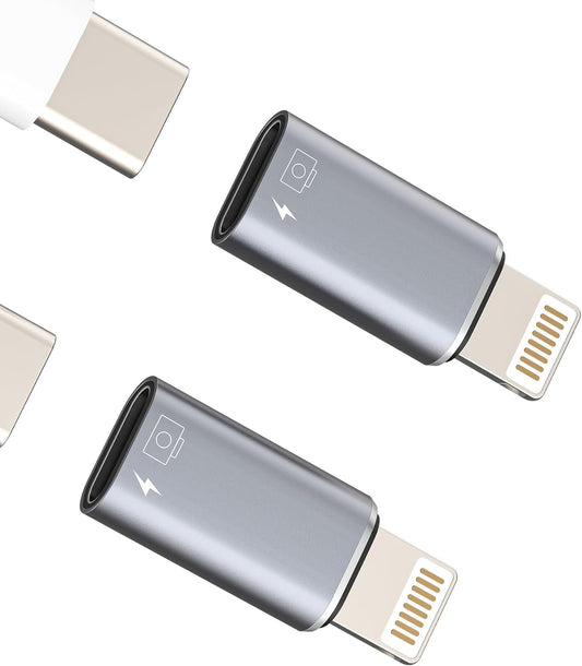 OTG Audio Adapter USB C Female to Lightning Male(2 pack)for iPhone14 13 12 11 Pro Max Charging Connector Type C Cable headphone microphone Port Adaptor Card Reader Converter for Apple for iPad Charger