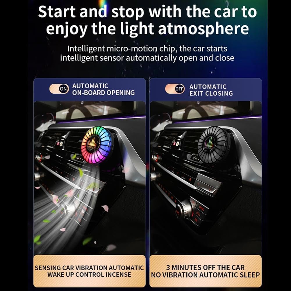 Car Atomosphere Light Vent Clip,RGB Sound Control Fragrance Light,Car Scents Air Freshener,Aromatherapy APP Remote Control Multicolor RGB Change Sound Active Car Gift (ocean)