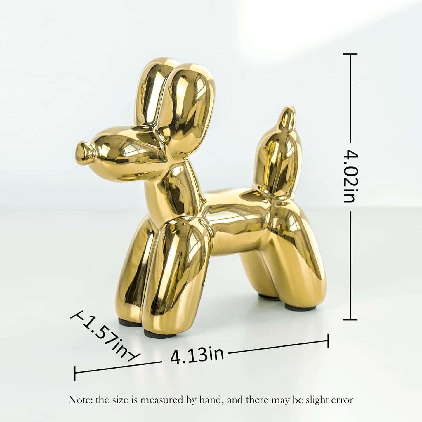 Notakia Cute Golden Electroplating Ceramics Balloon Dog Statue Crafts Living Room Desktop Decorations,Handmade Modern Small Ceramic Animal Statue Ornament Home Decor Accents