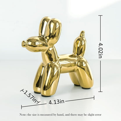 Notakia Cute Golden Electroplating Ceramics Balloon Dog Statue Crafts Living Room Desktop Decorations,Handmade Modern Small Ceramic Animal Statue Ornament Home Decor Accents