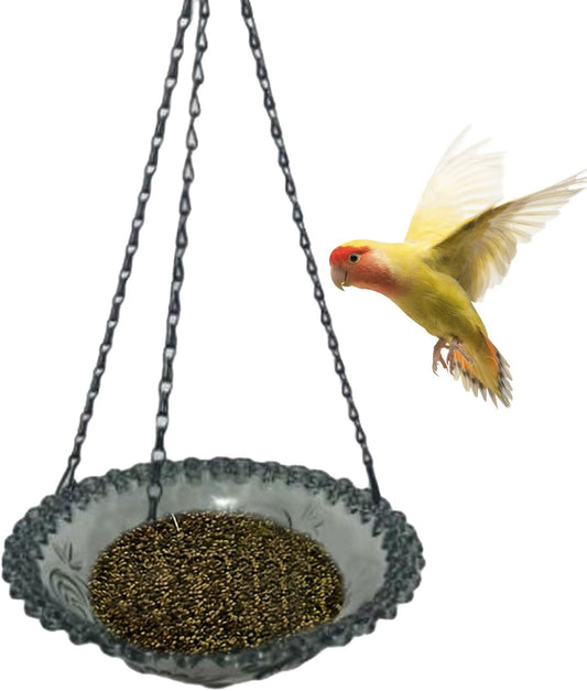 Mangiatoia per uccelli, piccola vaschetta per uccelli, per animali domestici per mangiare in piscina, padiglione mattutino, cortile, graticcio, terrazza, esterni, gabbia interna
