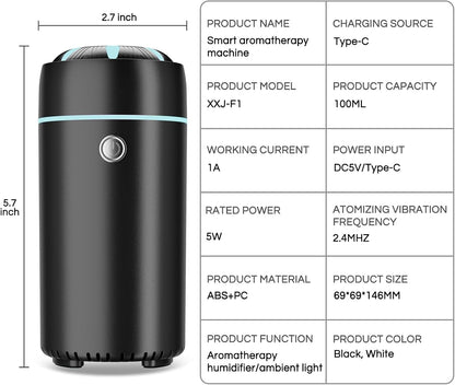 Gonlink Car Humidifier Diffuser - Smart Cool Mist Air Freshener for Essential Oils - USB for Car, Home, Office, Bedroom (Black)