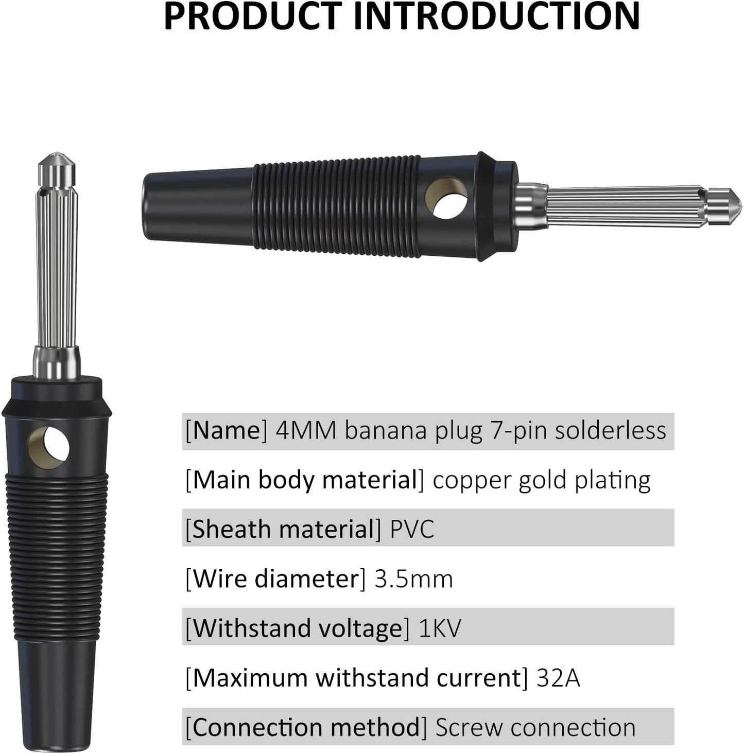 DIYhz 10Pcs 32A High Current Screw Type 4mm Banana Plugs Male Stackable Connector Speaker Cable Adapter for Speaker (5 Red+5 Black)