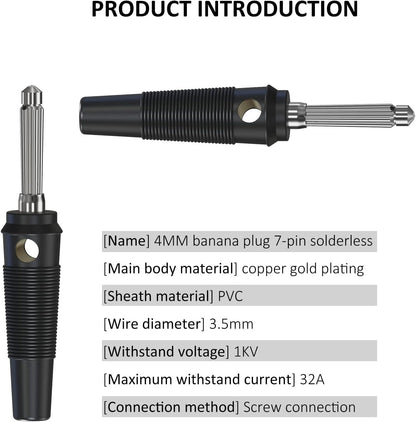 DIYhz 10Pcs 32A High Current Screw Type 4mm Banana Plugs Male Stackable Connector Speaker Cable Adapter for Speaker (5 Red+5 Black)