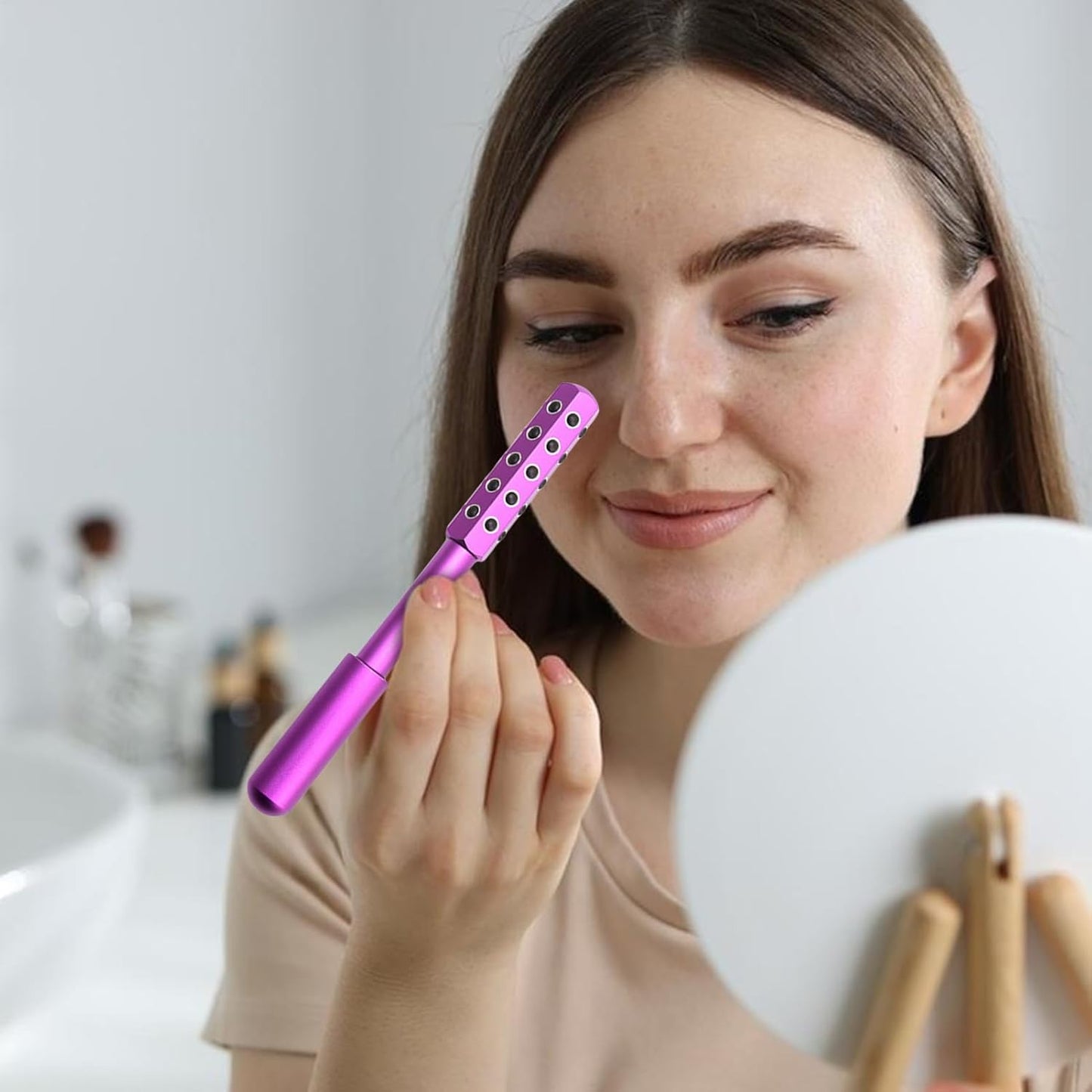 Face Roller - Uplift Massaging Beauty Roller | Anti-Aging Glow Skin Tool, Firming Depuffing Lifting Portable Sculptor for Travel Contouring, Skin Care Routines, Rejuvenation, Reduces Swelling