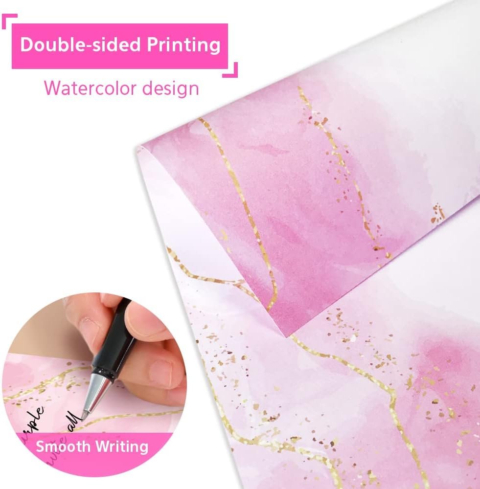 Paper Master Stationary Paper with Envelopes Set - Marble Stationery Paper Set with Letter Writing Paper-Letter Size (8.5 x 11 In), 36 Sheets + 24 Envelopes