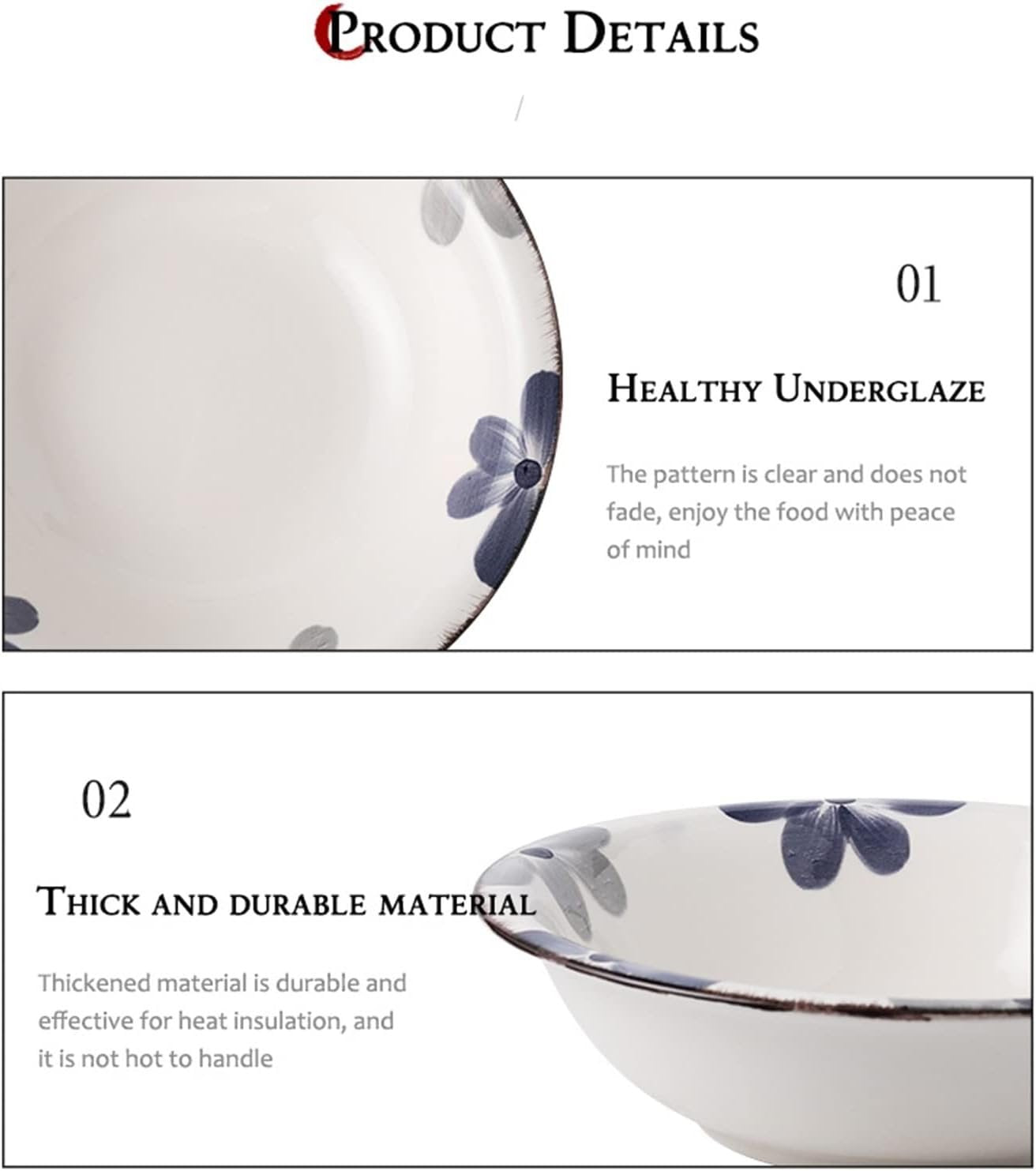 Pasta Bowl Dinnerware for Kitchen - Ceramic Cereal Bowls 26 OZ Ramen Bowl Microwave and Dishwasher Safe BPA Free E-CO Friendly Deep Soup Bowl for Cereal, Salad, Soup, Rice, Noodle (Color : A)