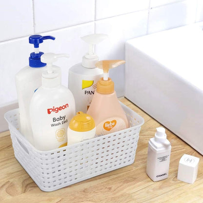 Sandmovie White Rectangle Plastic Storage Baskets, 6 Packs