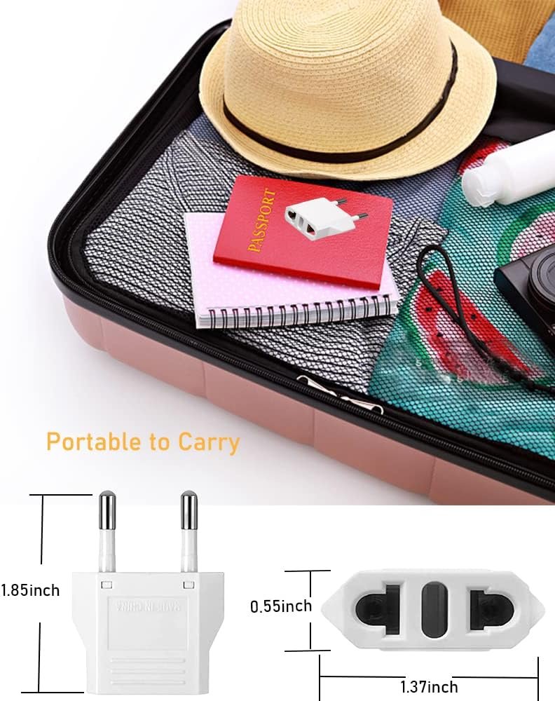 European Plug Adapter, 6 Pack US/CA to EU Travel Adapter Universal Power Jack Wall Europe Outlet Plug Travel from USA/Canada to Europe/Asia Socket