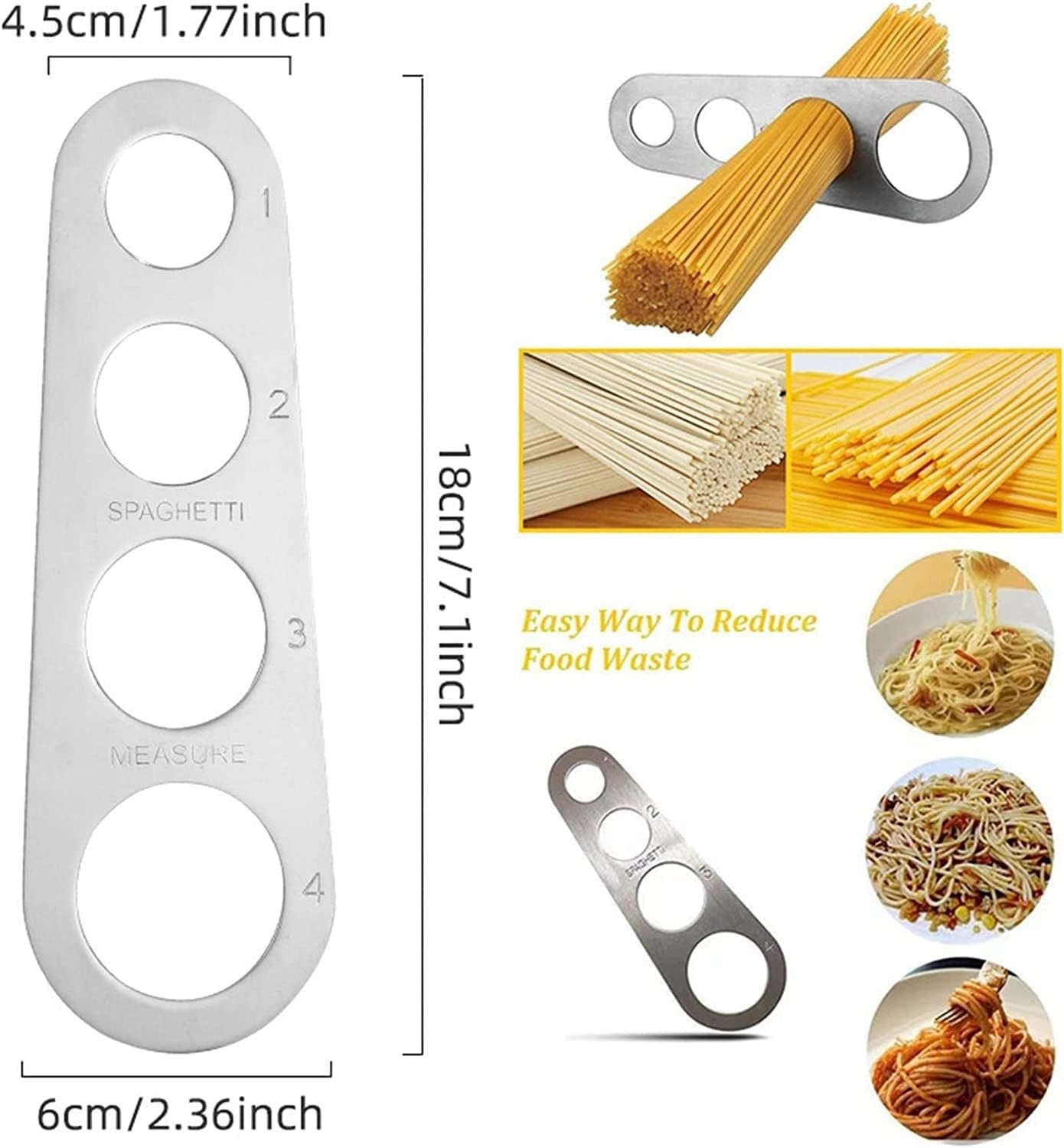 Pasta Spaghetti Measurer Tool, 2PCS Stainless Steel Pasta Portion Control Gadgets Noodle Portion Measure Kitchen Cooking Tool