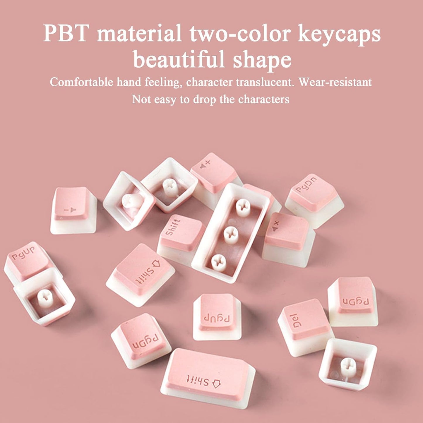 Backlit Keycaps Set, Aesthetic Mechanical Keyboard Keycaps, Replacement Kit for Gamings Streamers and Typing Enthusiasts Collection, 20x18x3cm Black White Light Pink