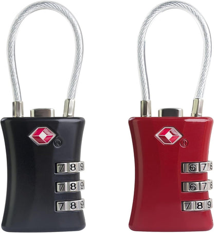 UP Security Suitcase Locks TSA Approved, Small Padlock Combination, TSA Locks for Luggage, Combo Travel Padlock with Code for Backpack, Gym Locker, Ammo Can (Black+Red), Black+Red, Modern
