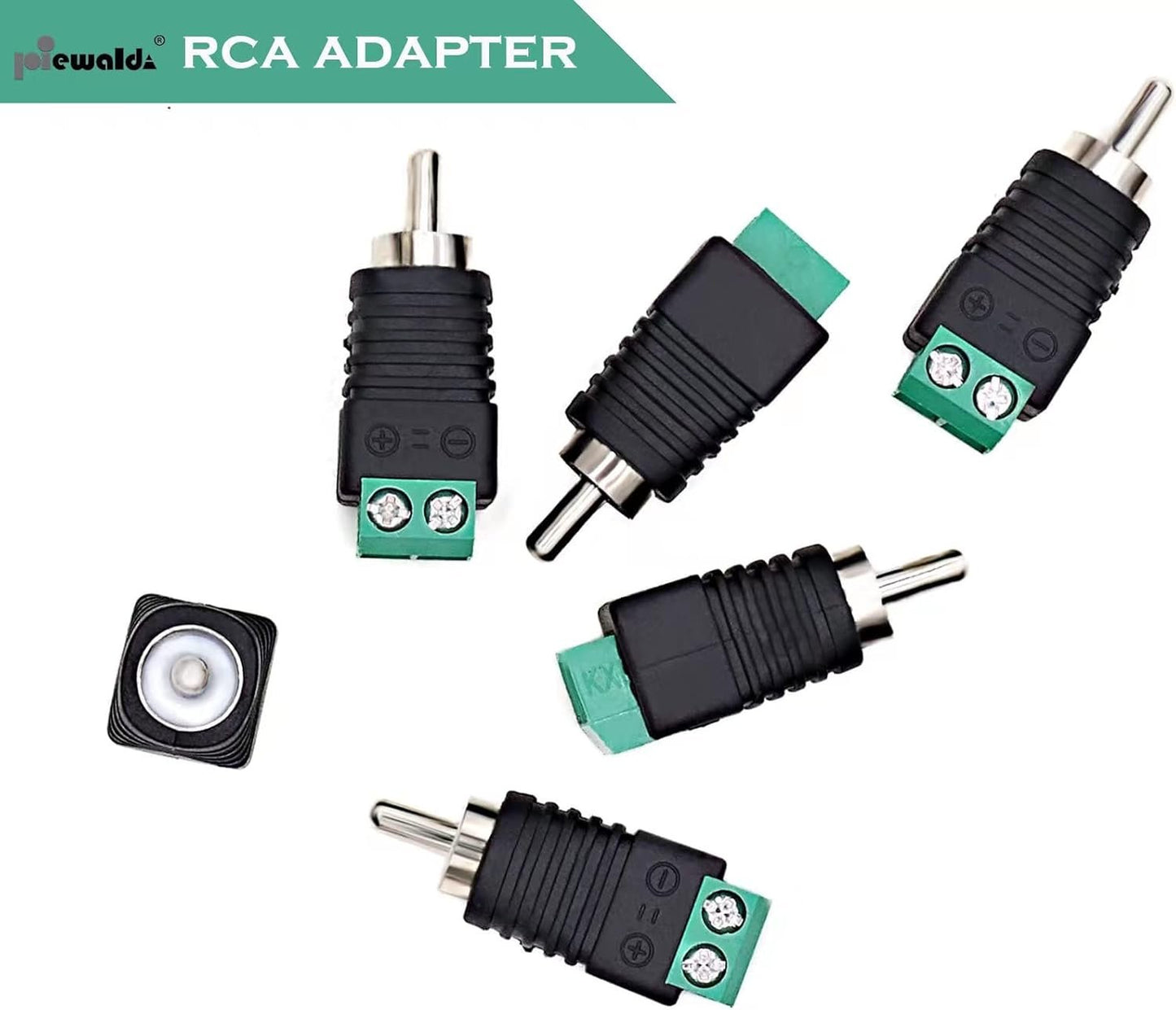 Niewalda RCA to AV Screw Terminal Adapter - 6pcs Male Plugs, Connector, Video Speaker Converter, Solderless Cable