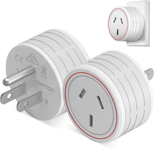 HEYMIX Travel Adapter, AU to USA Universal Plug, International Power Adapters for Australia to America, Brazil, Canada, Parts of Asia, Japan (2-Pack)