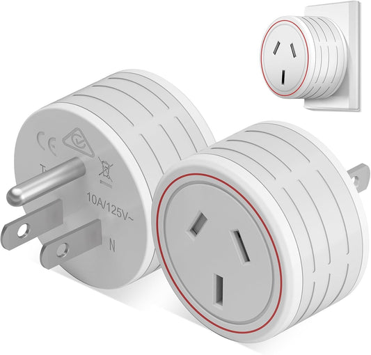 HEYMIX Travel Adapter, AU to USA Universal Plug, International Power Adapters for Australia to America, Brazil, Canada, Parts of Asia, Japan (2-Pack)