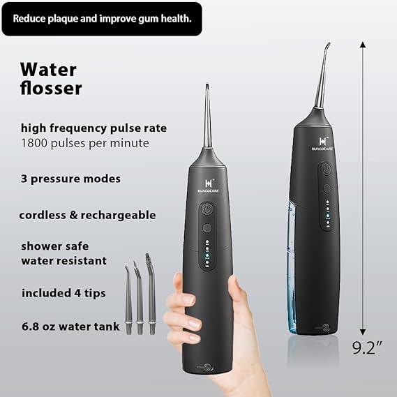 2-1 Oral Clean Kit- Water Dental flosser & Electric Toothbrush Combo- Brushing & Flossing- for Teeth Cleaning and Gum Health (Black)