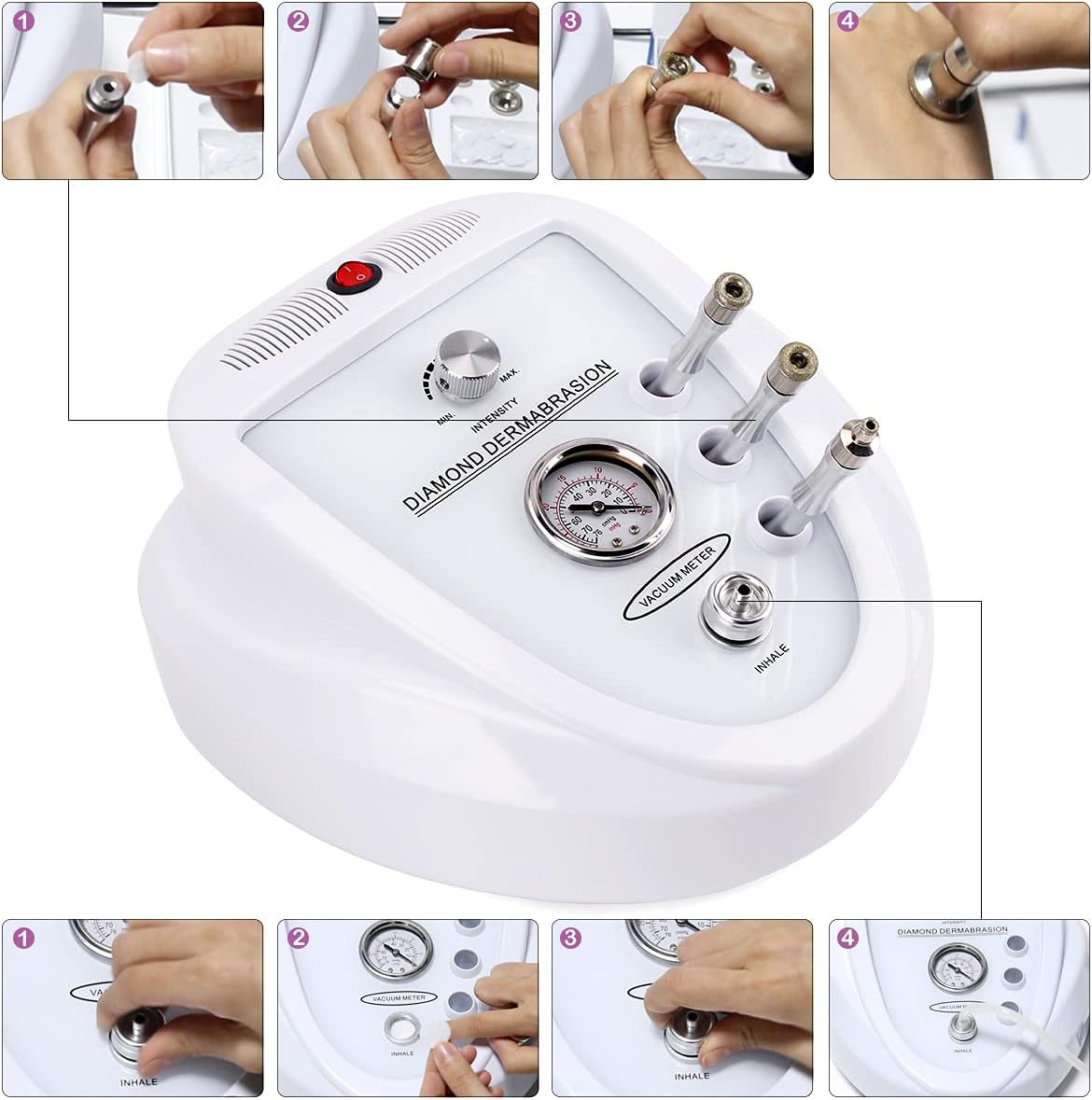Diamond Microdermabrasion Machine, Yofuly 65-68cmHg Suction Power Professional Dermabrasion, Home Use Facial Skin Care Equipment