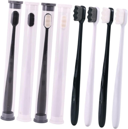 IWOWHERO Black Hair White Handle Bristle Toothbrush Micro-nano Oral Care Tool Ergonomic Design Anti-slip Teeth Cleaning