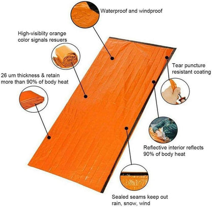 Kangmeile Emergency Survival Sleeping Bag - Survival Bivvy Bag, First Aid Rescue Blankets, Waterproof Emergency Blanket, Warm Tube Tent, Ultralight, Heat Repellent, Cold Protection, Rescue Tent for