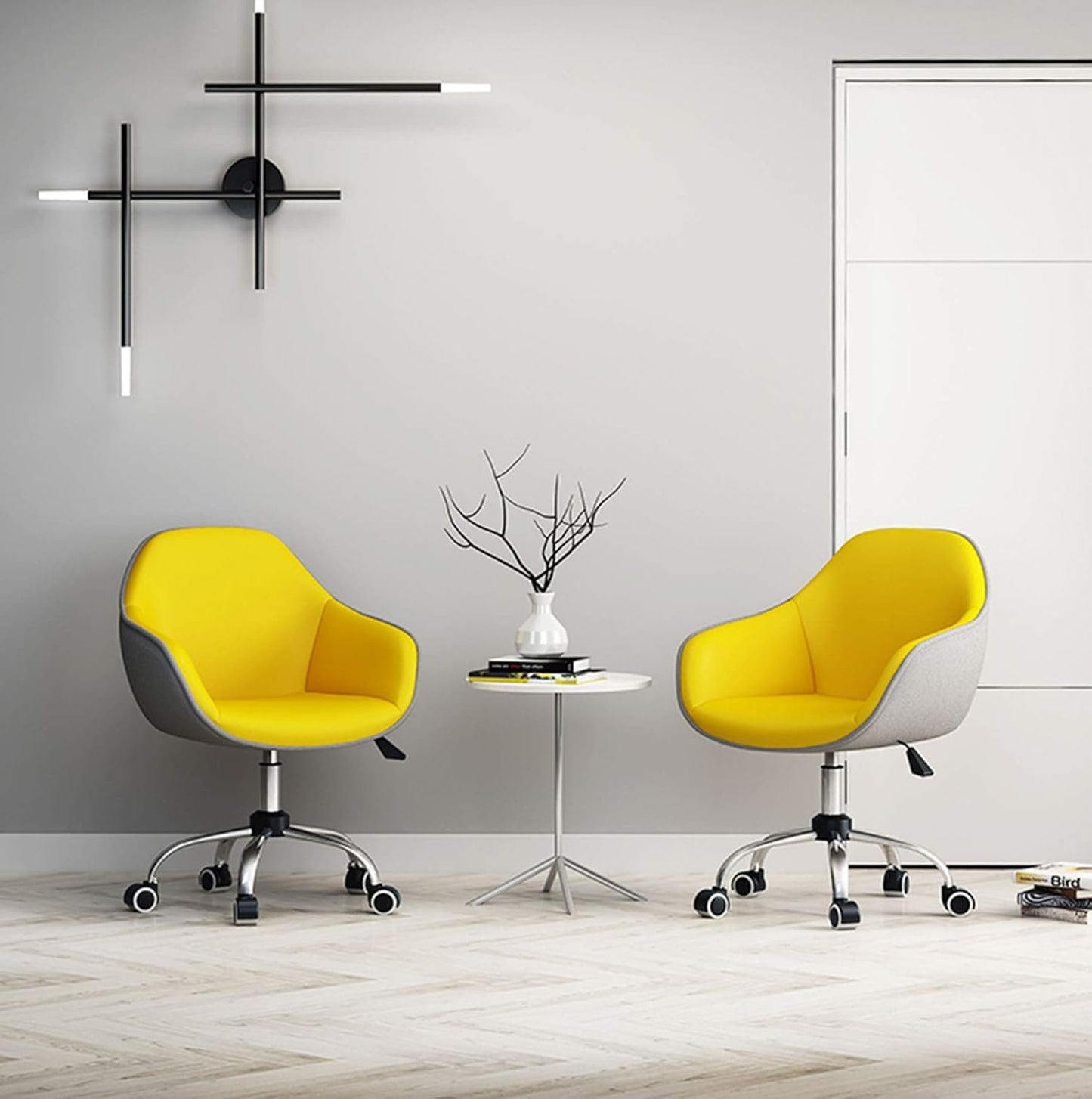 Desk Chair Executive Office Chair Swivel Chair Ergonomic Mid Back Seat Surface Lift Reinforced Steel Base PC Chair Office Essentials Chair Leather 360° Rotation for Reception Dinning Confere