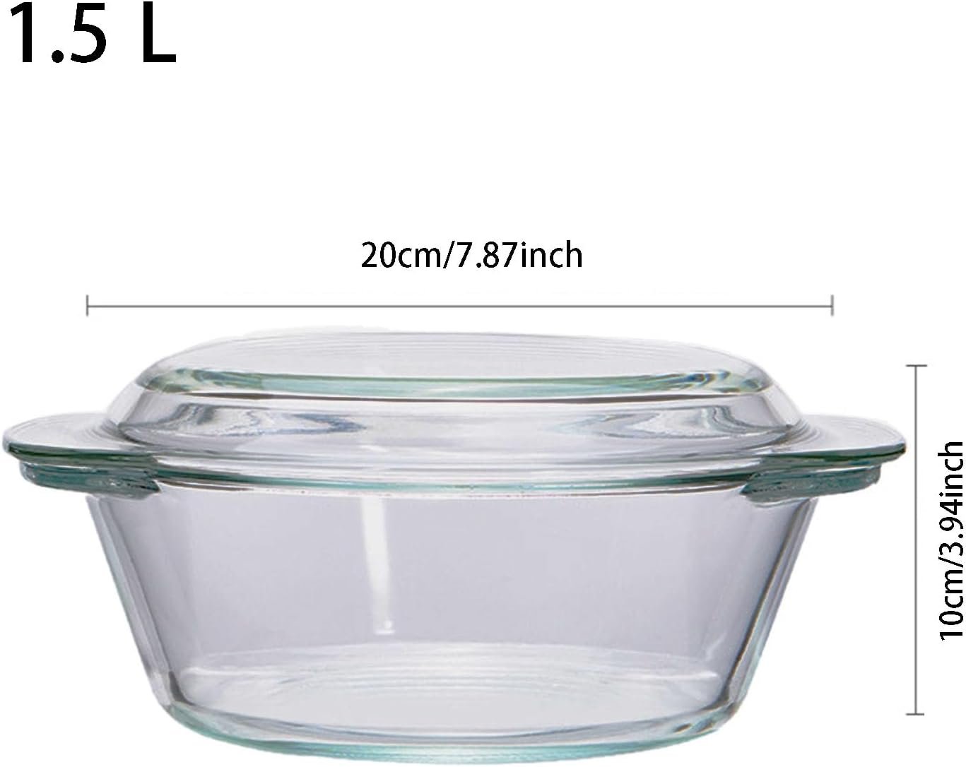 Oven Safe Glass Bowl with Lid | 1.5L/2L Borosilicate Bakeware | Microwave & Dishwasher Safe Casserole Dish for Baking Roasting Storage, Yogurt Making Oven Safe Glass Bowls with Lids (1.5L)