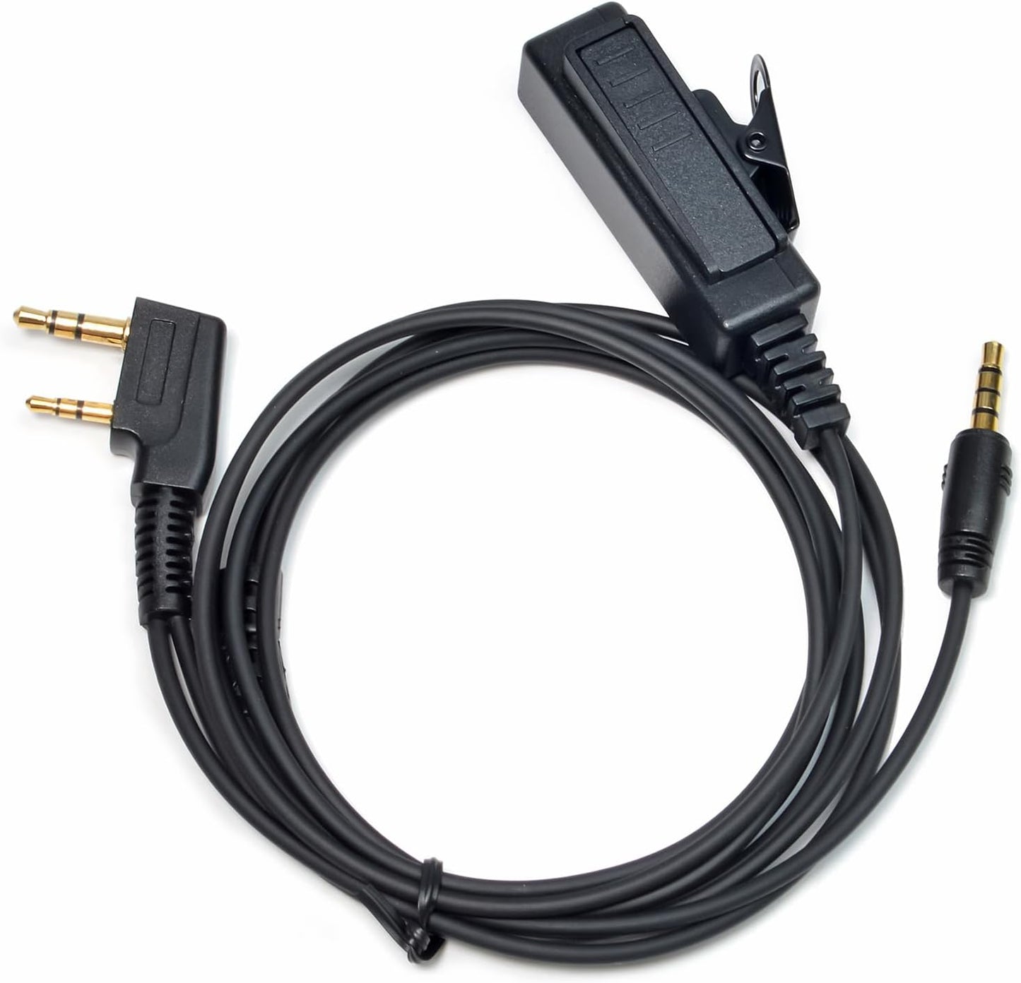 UAYESOK Walkie Talkie 2 Pin Kenwood to 3.5mm Headphone Adapter, Aux Audio Cable, Radio Adapter with PTT for Baofeng Kenwood TYT Wouxun Quansheng Radio for Electronic Earphones