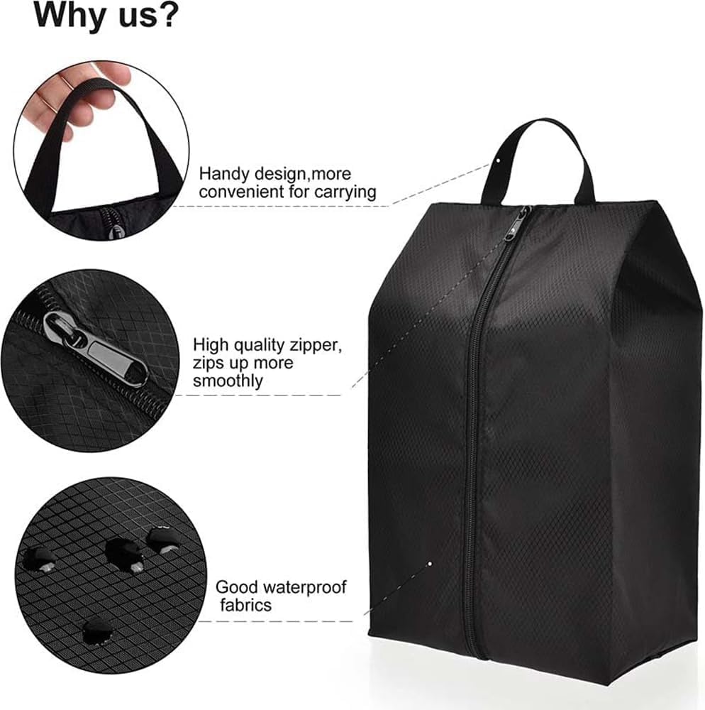 6 x Travel Shoe Bags, Waterproof Dust Bags for Shoes, Shoe Bag with Handle Zip for Shoes, Separating Shoes and Clothes, Portable Travel Accessories, Black+Green+Blue, Footwear Bag
