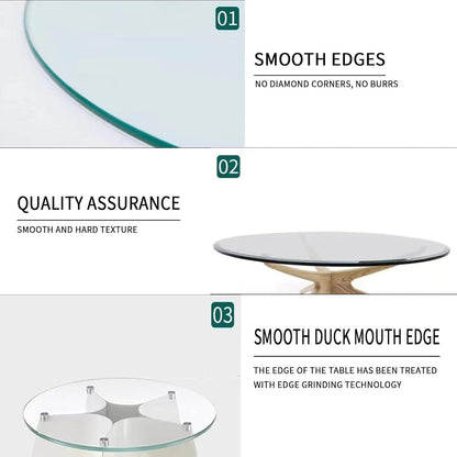 Beveled Glass Table Top, 1/2" Thick, Round Clear Tempered for Dining, Coffee Table, Home (40CM/16IN)