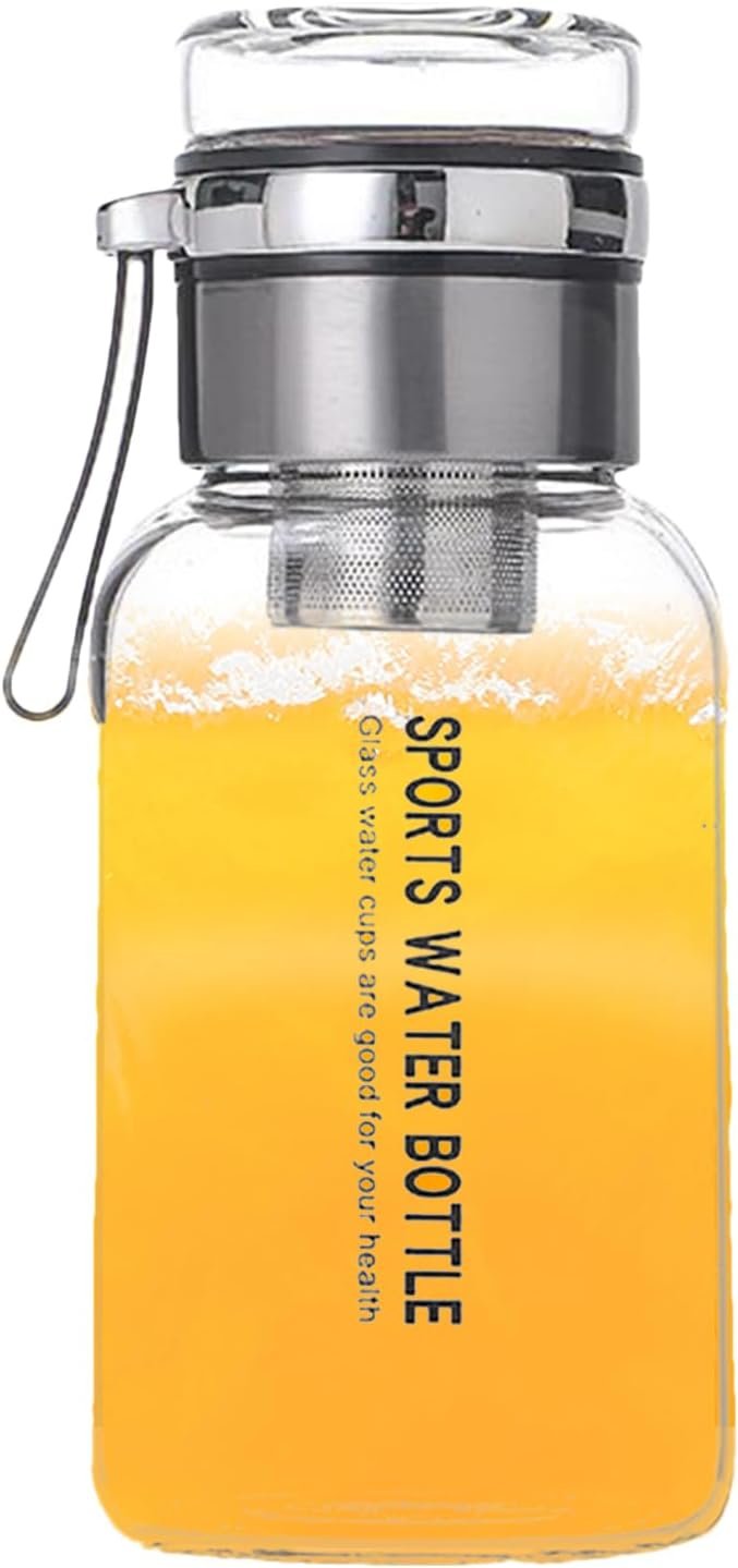 Reusable Glass Water Bottles,Clear Glass Bottle Drinking Cups | Large Capacity Leak-Proof Jug, Storage Containers Reusable Cup for Juice Milk Coffee Tea Beverage