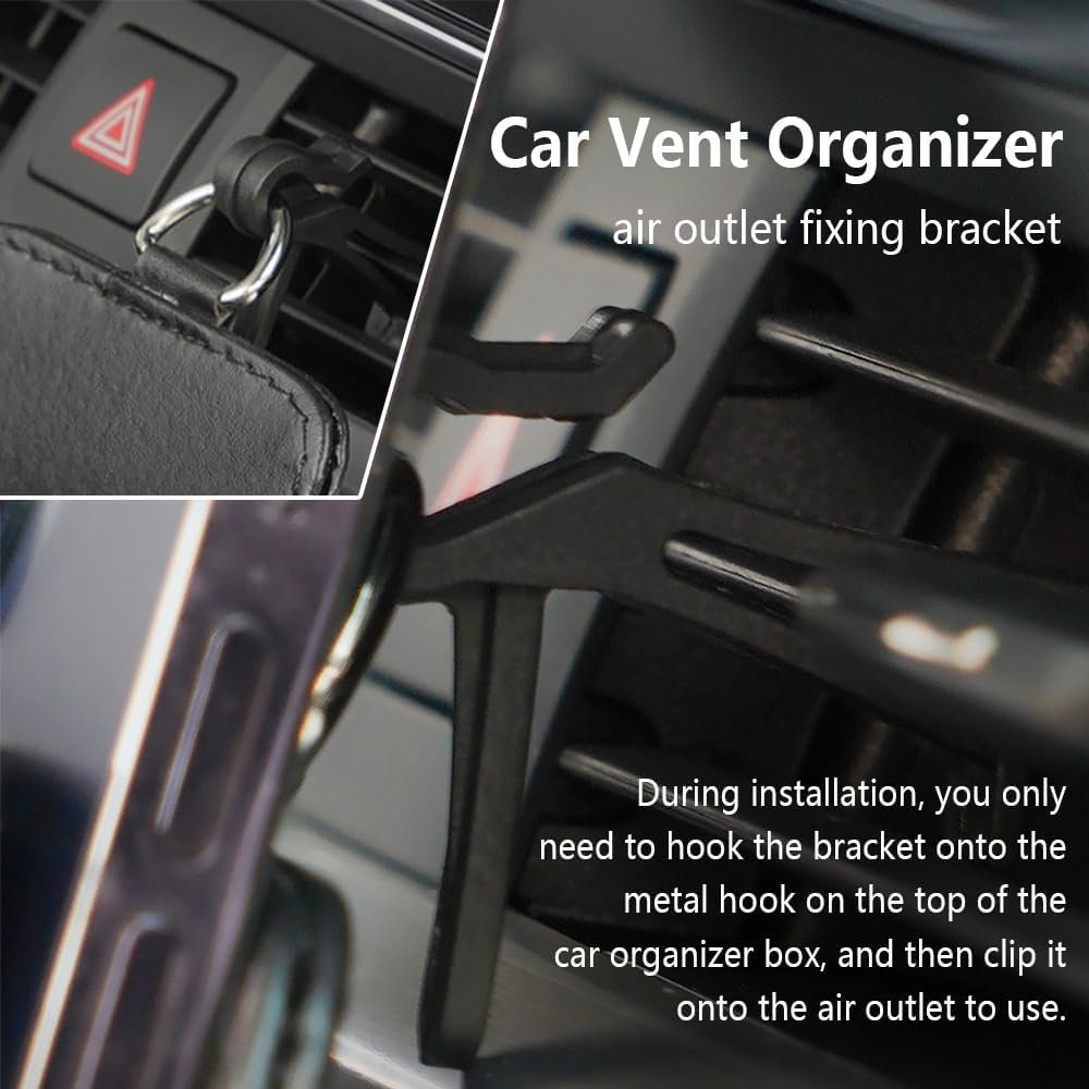 Car Vent Storage Organizer,Rhinestone Car Vent Leather Pocket,Bling Car Accessories for Women or Man,Multipurpose Car Storage