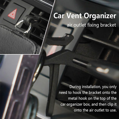 Car Vent Storage Organizer,Rhinestone Car Vent Leather Pocket,Bling Car Accessories for Women or Man,Multipurpose Car Storage