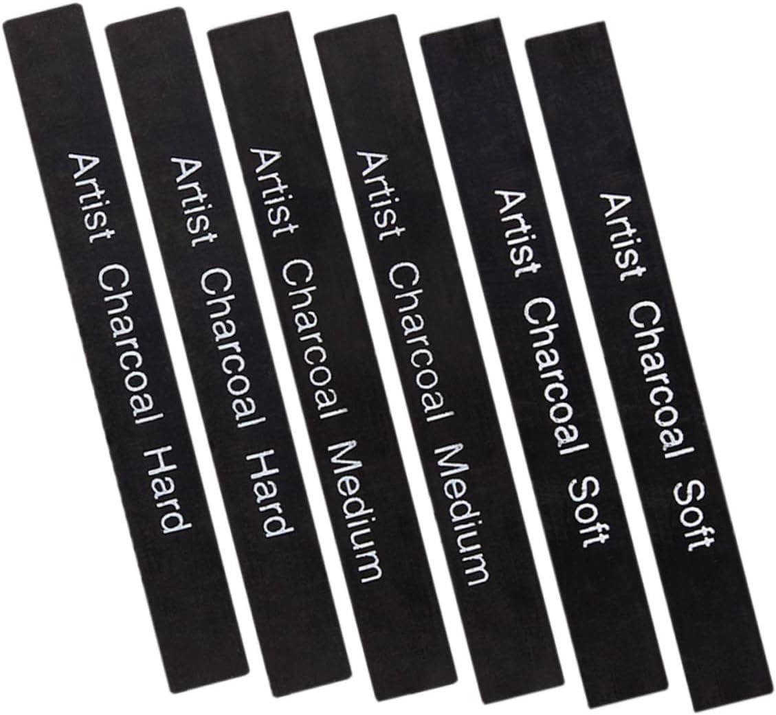 HAPINARY 6pcs Charcoal Pastel Briquettes Willow Vine Charcoal Pencil Artist Pencils Erasers Fire Stick Carbon