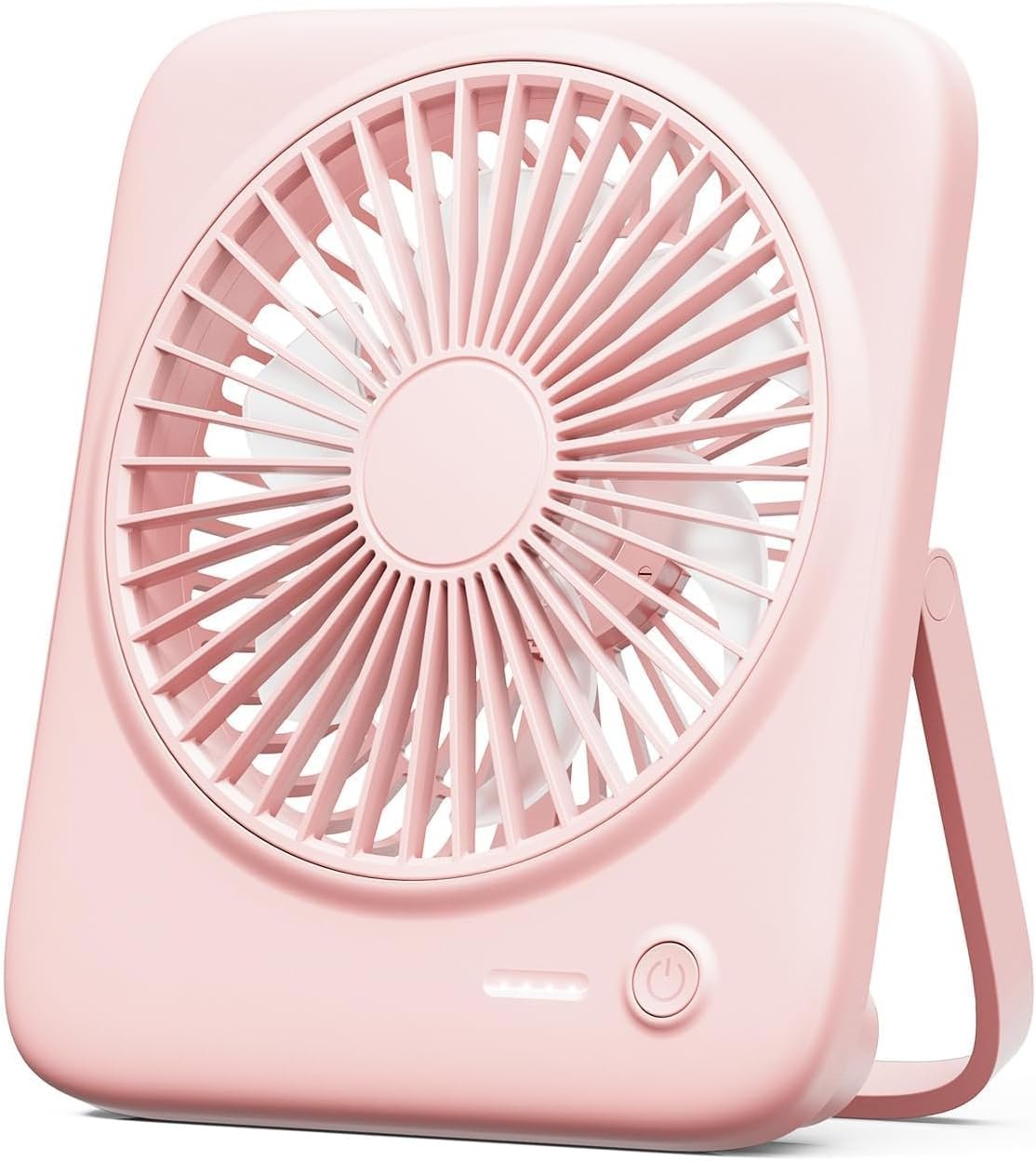 Otlonpe Desk Fan Portable Fan Rechargeable,4000mAh USB Battery Operated Personal Fan,Silent Foldable Travel Fan with Power Bank,4 Speeds Small Table Fan for Bedroom Home Office Outdoor Desktop (Pink)