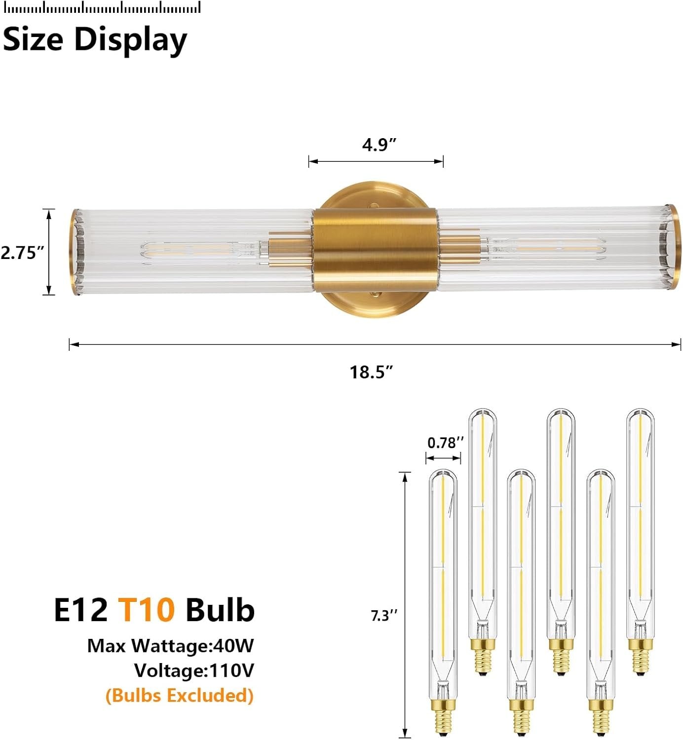 Wall Sconce Brushed Brass Gold Wall Sconces Set of 2 with Stripped Glass Wall Light Sconces Wall Lighting Wall Sconces Lighting Applique Murale Interieur Wall Lamp Luminaire Mural for Bathroom