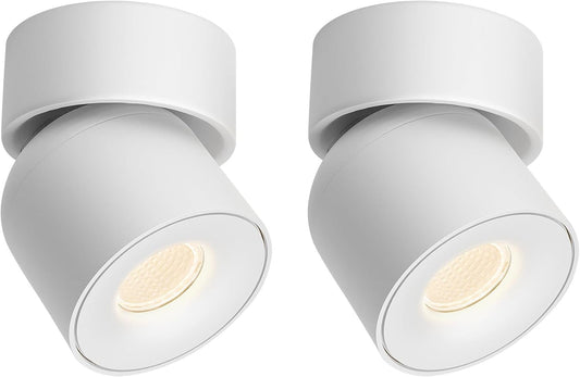 Aisilan LED Ceiling Spot Lights Indoor Dimmable 2 Pack - Upgrade Your Living Room or Bedroom with Adjustable Modern Wall Spot Light, 9W White Directional Accent Light, Warm White CRI 97