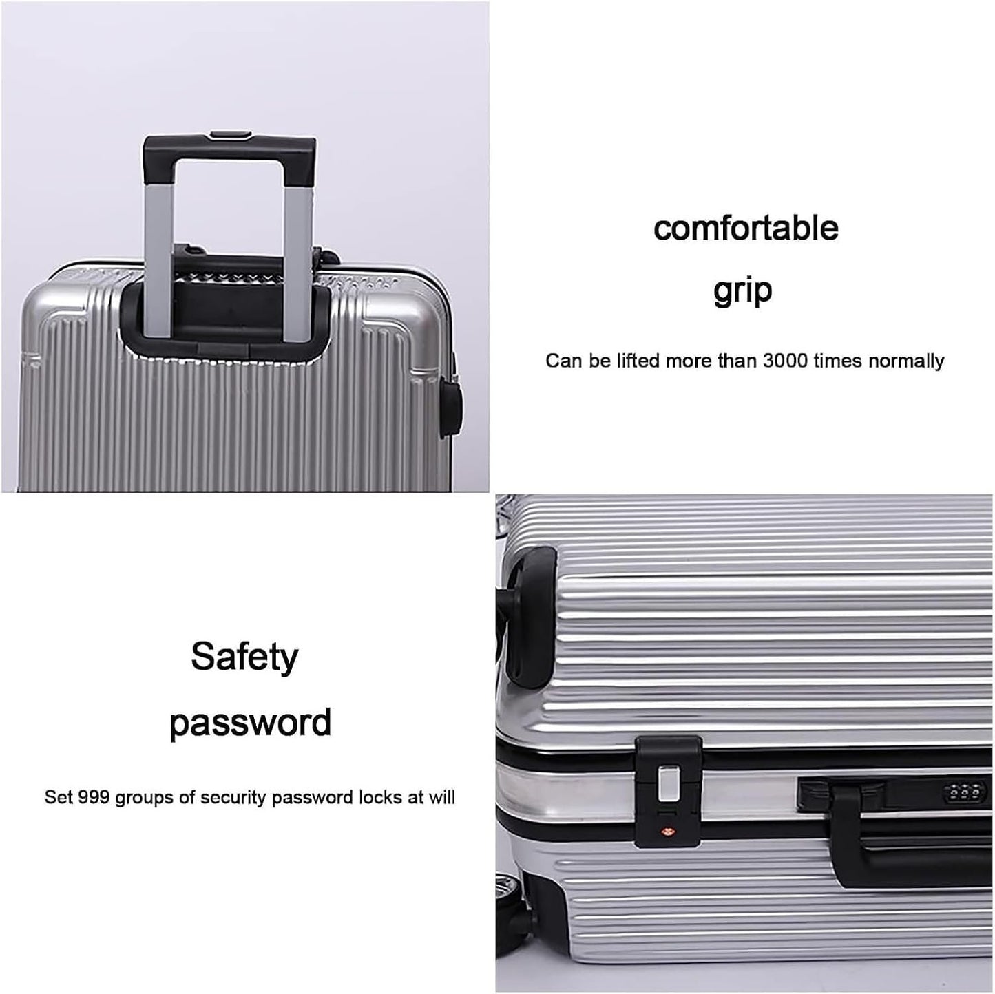 Suitcases Suitcases with Wheels Aluminum Frame Carry On Luggage Security Combination Lock Suitcase Adjustable Trolley Luggage Travel(Size:20 inches)